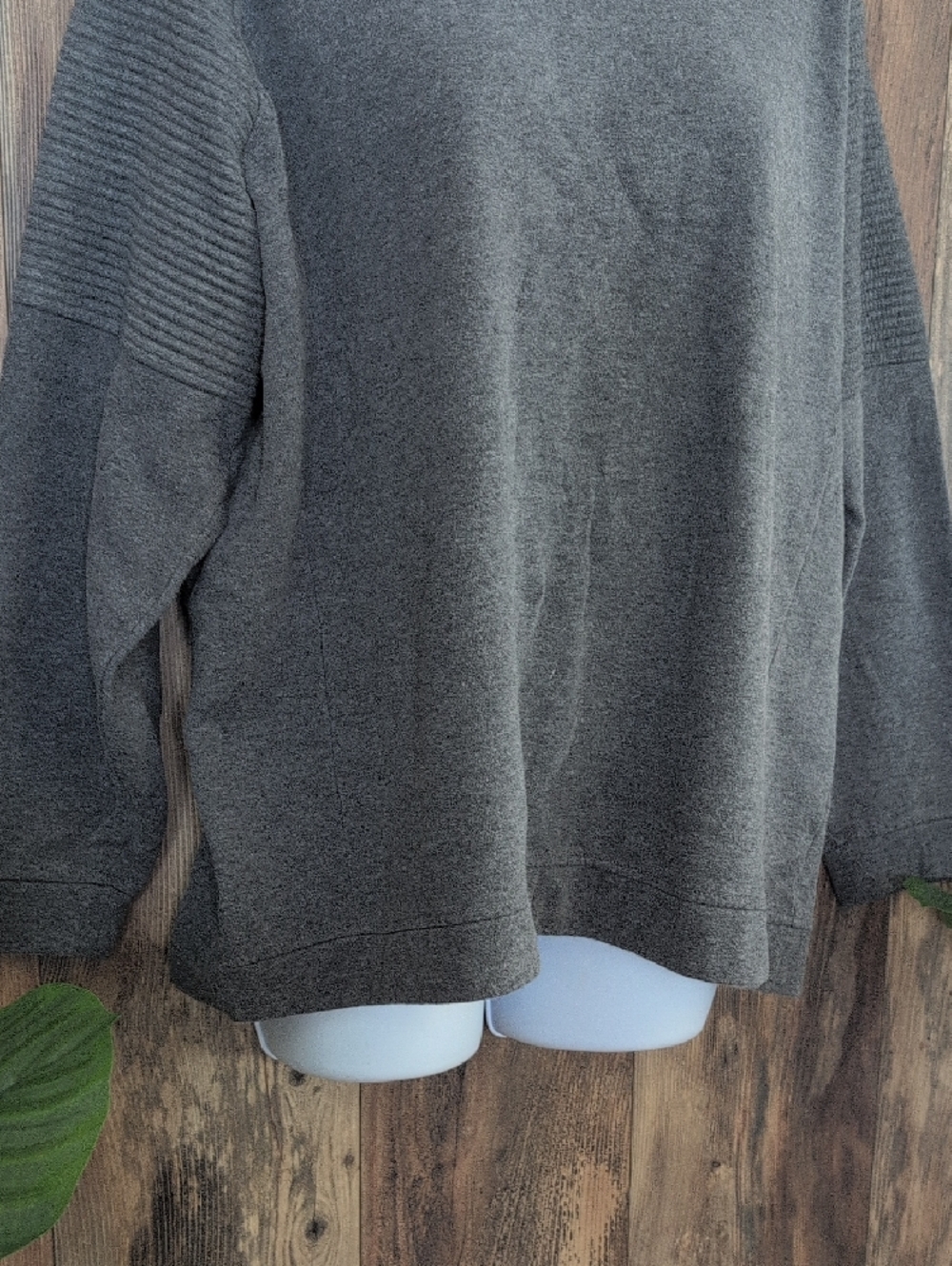 MTA Sport Charcoal Gray Cowl Neck Ribbed Sweatshirt Hoodie L              M342 - Picture 3 of 6